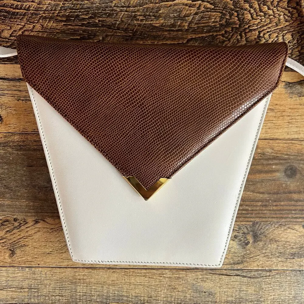 Vintage Michael Rome for M. Fine Italy Geometric Two-Tone Leather Shoulder Bag